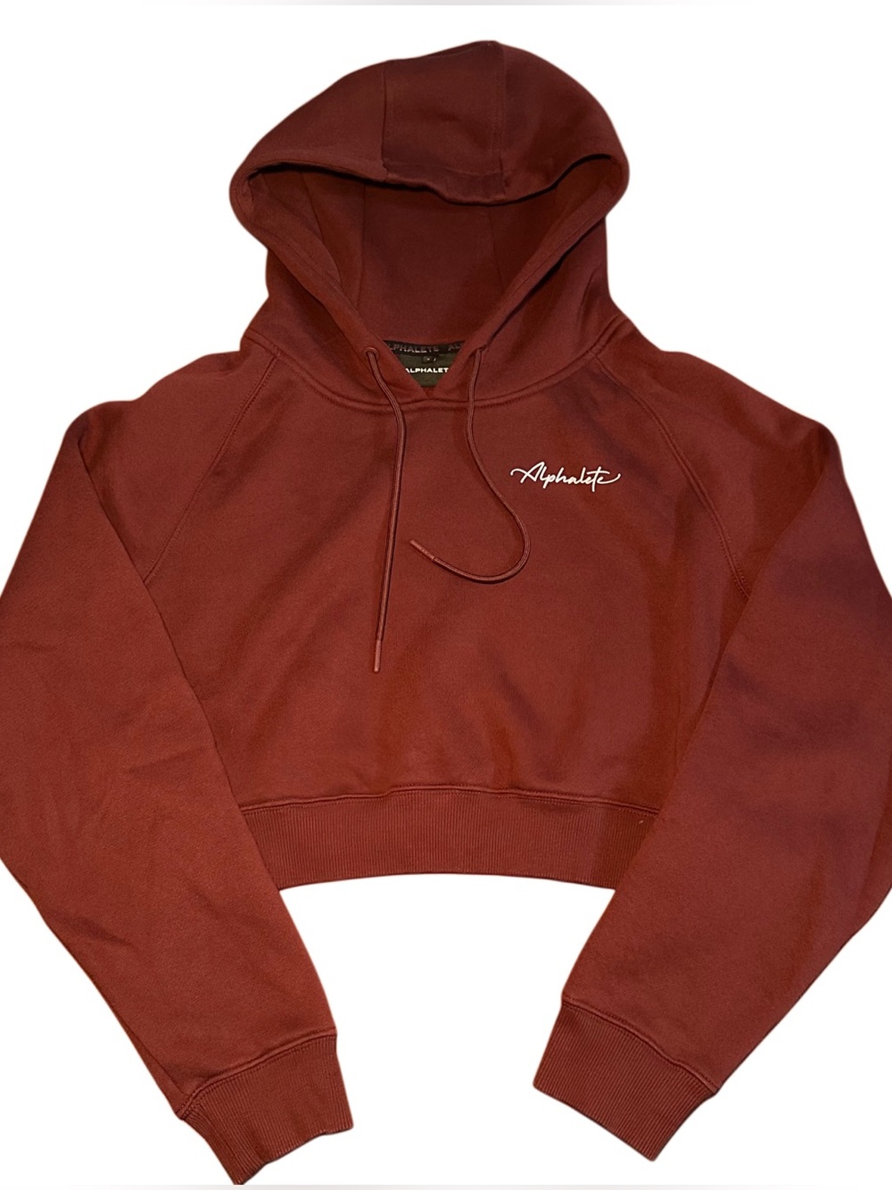 Alphalete Cropped Hoodie in Burgundy Red